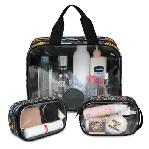 Niedliche bunte Dinosaurier-Reise-Make-up-Tasche für Damen und Herren, Dinosaurier, durchscheinende Kosmetiktaschen, 3 Stück, große Duschtasche, Kulturbeutel, Kosmetik, Toilettenartikel, Organizer, von WowPrint