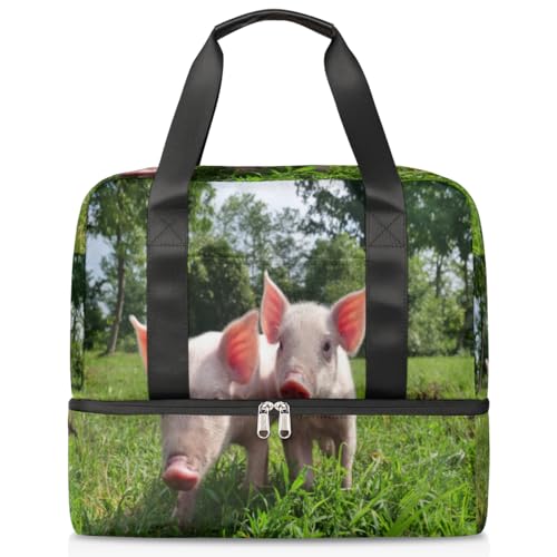 Niedliches Neugeborenes Schwein Sport Duffle Bag für Frauen Männer Jungen Kirls Lustiges Schwein Wochenende Übernachtung Taschen Nass Getrennt 21L Tragetasche für Reisen Gym Yoga, farbe, 21L, von WowPrint