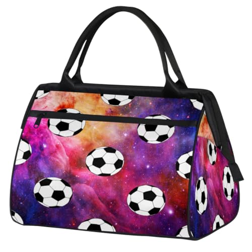 Night Galaxy Soccer Travel Duffle Bag for Women Men Kids Girls Soccer Ball Weekend Overnight Bags 24 L Holdall Tote Cabin Bag for Sports Gym Yoga, farbe, (24L) UK, Taschen-Organizer von WowPrint