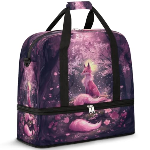 Nine Tailed Fox Flower Travel Duffle Bag for Women Men Weekend Overnight Bags Foldable Wet Separated 47L Tote Bag for Sports Gym Yoga, farbe, 47 L, Taschen-Organizer Nine Tailed Fox Flower Travel Duffle Bag for Women Men Weekend Overnight Bags Foldable Wet Separated 47L Tote Bag for Sports Gym Yoga, farbe, 47 L, Taschen-Organizer von WowPrint