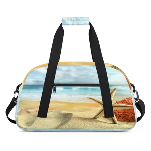 Ocean Beach Seestern Kinder Duffel Taschen für Mädchen Jungen, Übernachtung Weekender Reisetasche 24L Sport Gym Duffel Bag Praxis Tote Tragetasche, farbe, (24L) UK, Taschen-Organizer von WowPrint