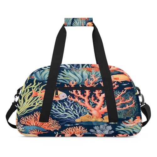 Ocean Coral Fish Design Kinder Duffel Taschen für Mädchen Jungen, Übernachtung Weekender Reisetasche 24L Sport Gym Duffel Bag Praxis Tote Tragetasche, farbe, (24L) UK, Taschen-Organizer von WowPrint