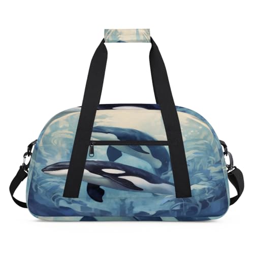 Ocean Whale Watercolor Kids Duffel Bags for Girls Boys, Overnight Weekender Travel Bag 24L Sport Gym Duffel Bag Practice Tote Carry Bag, farbe, (24L) UK, Taschen-Organizer von WowPrint