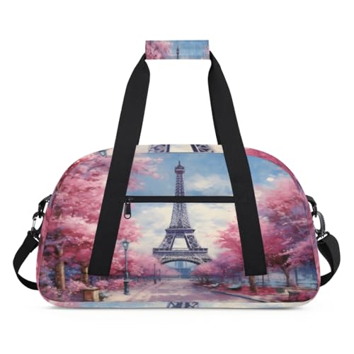 Paris Cherry Blossom Eiffelturm Kinder Duffel Taschen für Mädchen Jungen, Übernachtung Weekender Reisetasche 24L Sport Gym Duffel Bag Praxis Tote Tragetasche, farbe, (24L) UK, Taschen-Organizer von WowPrint