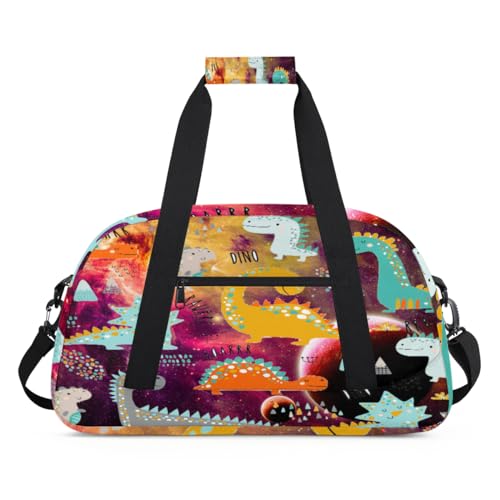 Planet Dinosaurier Galaxy Kinder Duffel Taschen für Mädchen Jungen, Galaxy Muster Übernachtung Weekender Reisetasche 24L Sport Gym Duffel Bag Praxis Tote Tragetasche, farbe, (24L) UK, von WowPrint