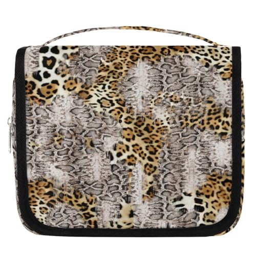 Reise-Kulturbeutel für Damen, Herren, Kinder, Mädchen, Jungen, Leoparden-Design, Make-up-Kosmetiktasche, hängende Waschtasche, Kulturbeutel, Organizer, Duschtasche, farbe, 4.5 L, Taschen-Organizer von WowPrint