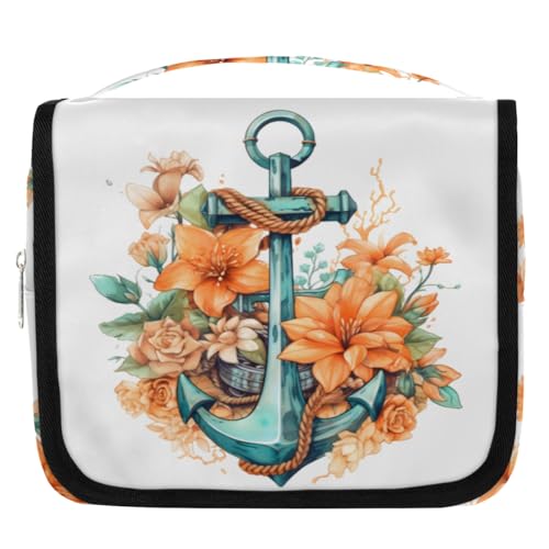 Reise-Kulturbeutel mit Blumenanker-Aufdruck, für Damen, Herren, Kinder, Mädchen, Jungen, Make-up-Kosmetiktasche, hängende Kulturbeutel, Kulturbeutel, Organizer, Duschtasche, farbe, 4.5 L, von WowPrint