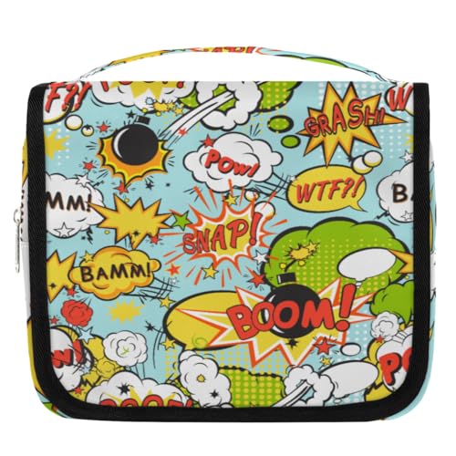 Reise-Kulturbeutel mit Cartoon-Bomb-Motiv für Damen, Herren, Kinder, Mädchen, Jungen, Cartoon-Muster, Make-up-Kosmetiktasche, hängende Kulturbeutel, Toilettenartikel, Organizer, Duschtasche, farbe, von WowPrint