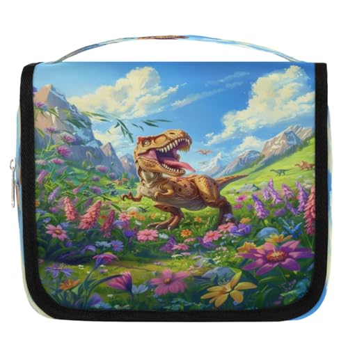 Reise-Kulturbeutel mit Cartoon-Motiv Tyrannosaurus, Dinosaurier, für Damen, Herren, Mädchen, Jungen, Kinder, Make-up-Kosmetiktasche, hängende Kulturbeutel, Toilettenartikel, Organizer, Duschtasche, von WowPrint