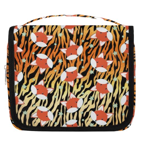 Reise-Kulturbeutel mit Fuchs-Tigerdruck für Damen, Herren, Kinder, Mädchen, Jungen, niedlicher Fuchs, Make-up-Kosmetiktasche, hängende Kulturbeutel, Kulturbeutel, Organizer, Duschtasche, farbe, 4.5 L, von WowPrint