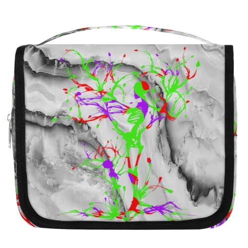 Reise-Kulturbeutel mit Totenkopf-Baum, für Damen, Herren, Kinder, Mädchen, Jungen, Marmor, kreative Totenkopf-Make-up-Kosmetiktasche, hängende Kulturbeutel, Toilettenartikel, Organizer, Duschtasche, von WowPrint