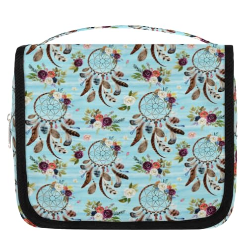 Reise-Kulturbeutel mit Traumfänger-Blumenmotiv für Damen, Herren, Kinder, Mädchen, Jungen, Rose Dream Make-up-Kosmetiktasche, hängende Waschtasche, Toilettenartikel, Organizer, Duschtasche, farbe, 4.5 von WowPrint