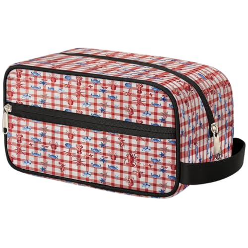 Reise-Make-up-Tasche für Damen, Herren, Kinder, Mädchen, Jungen, Ozean-Motiv, kariert, Kulturbeutel, Kosmetik, Toilettenartikel, Organizer, Duschtasche, farbe, Einheitsgröße, Taschen-Organizer von WowPrint