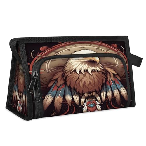 Reise-Make-up-Tasche für Damen und Herren, Aztekenmuster, ethnische Adler, Kosmetiktasche, Kulturbeutel, Toilettenartikel, Duschtasche, Organizer, farbe, L, Taschen-Organizer von WowPrint