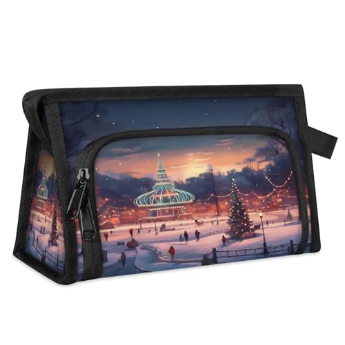 Reise-Make-up-Tasche für Damen und Herren, Motiv: Frohe Weihnachten, Kosmetiktasche, Kulturbeutel, Toilettenartikel, Duschtasche, Organizer, farbe, L, Taschen-Organizer von WowPrint