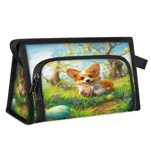 Reise-Make-up-Tasche für Damen und Herren, Ostern, Corgi-Hund, Kosmetiktasche, Kulturbeutel, Toilettenartikel, Duschtasche, Organizer, farbe, L, Taschen-Organizer von WowPrint