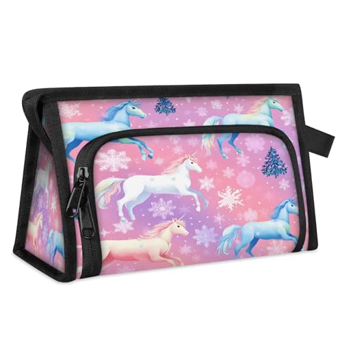 Reise-Make-up-Tasche für Damen und Herren, Weihnachten, Motiv: Pferde, Kosmetiktasche, Kulturbeutel, Toilettenartikel, Duschtasche, Organizer, farbe, L, Taschen-Organizer von WowPrint