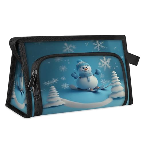 Reise-Make-up-Tasche für Damen und Herren, Weihnachten, fröhlicher Schneemann, Kosmetiktasche, Kulturbeutel, Toilettenartikel, Duschtasche, Organizer, farbe, L, Taschen-Organizer von WowPrint