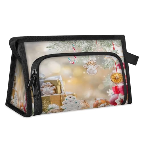 Reise-Make-up-Tasche für Damen und Herren, schöne Kulturtasche mit Frohes Weihnachts-Motiv, Kulturbeutel für Kosmetik, Toilettenartikel, Duschtaschen-Organizer, Farbe L, Farbig, L, Taschen-Organizer von WowPrint