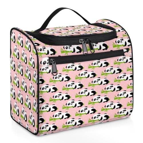 Reise-Make-up-Tasche mit Cartoon-Aufdruck, Panda-Motiv, für Damen, Herren, Kinder, Mädchen, Jungen, niedlicher Panda, 11,2 l, Kosmetiktasche, Kulturbeutel, Kulturbeutel, Organizer, Duschtasche, farbe, von WowPrint