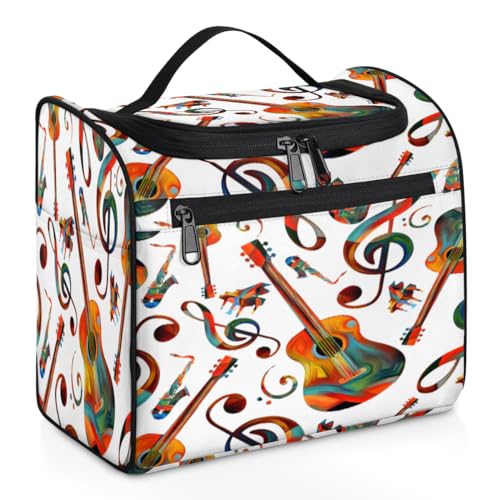 Reise-Make-up-Tasche mit Musik-Kunst-Thema, für Damen, Herren, Kinder, Mädchen, Jungen, 11,2 l, Kosmetiktasche, Kulturbeutel, Kulturbeutel, Kulturbeutel, Organizer, Duschtasche, farbe, 11.2L, von WowPrint