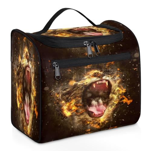 Reise-Make-up-Tasche mit Tierlöwenmotiv für Damen, Herren, Kinder, Mädchen, Jungen, Löwen-Druck, 11,2 l, Kosmetiktasche, Kulturbeutel, Kulturbeutel, Kulturbeutel, Organizer, Duschtasche, farbe, 11.2L, von WowPrint