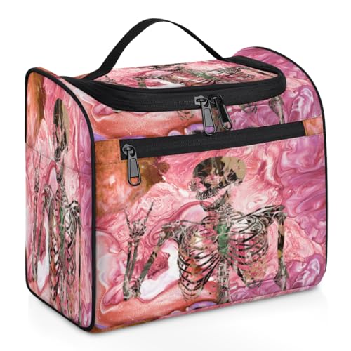 Reise-Make-up-Tasche mit Totenkopf-Motiv, für Damen, Herren, Kinder, Mädchen, Jungen, Marmor, 11,2 l, Kosmetiktasche zum Aufhängen, Kulturbeutel, Toilettenartikel, Organizer, Duschtasche, farbe, von WowPrint