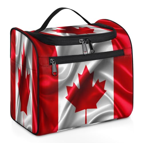 Reise-Make-up-Tasche mit kanadischer Flagge, für Damen, Herren, Kinder, Mädchen, Jungen, Kanada-Flagge, 11,2 l, Kosmetiktasche zum Aufhängen, Kulturbeutel, Kulturbeutel, Organizer, Duschtasche, farbe, von WowPrint