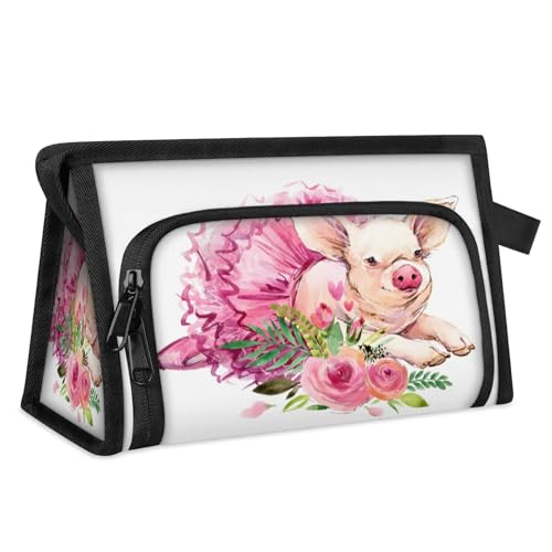 Reise-Make-up-Tasche mit niedlichem Schwein, für Damen, Herren, Kinder, Mädchen, Jungen, Schwein, Tier, Mehrzweck-Waschbeutel, Kulturbeutel, Kosmetik, Toilettenartikel, Duschtasche, farbe, L, von WowPrint