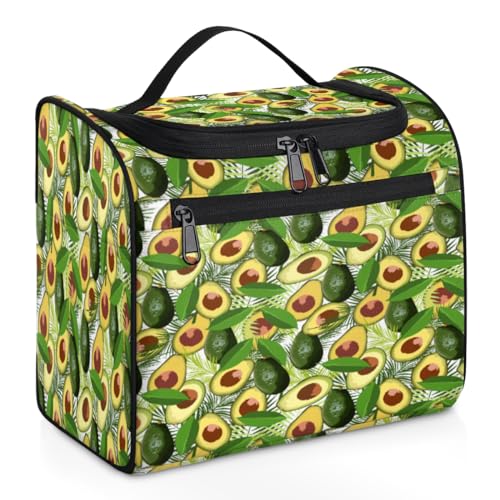 Reise-Make-up-Tasche mit tropischen Blättern, Avocado, für Damen, Herren, Kinder, Mädchen, Jungen, Avocado-Muster, 11,2 l, Kosmetiktasche, Kulturbeutel, Kulturbeutel, Kulturbeutel, Organizer, von WowPrint