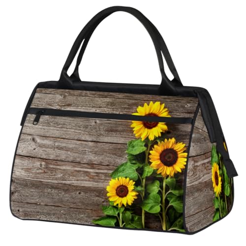 Reisetasche für Damen, Herren, Kinder, Mädchen, Sonnenblume, Holz, Wochenende, Übernachtungstaschen, 24 l, Reisetasche für Sport, Fitnessstudio, Yoga, farbe, (24L) UK, Taschen-Organizer von WowPrint