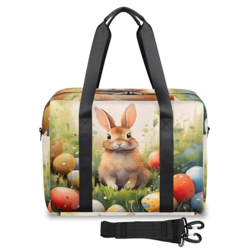 Reisetasche für Damen und Herren, Motiv: Aquarelleier, Hase, Ostern, Wochenende, Übernachtung, 32 l, große Reisetasche, Kabinentasche für Sport, Fitnessstudio, Yoga, farbe, (32L) UK, Taschen-Organizer von WowPrint