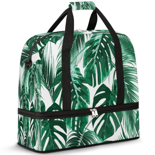 Reisetasche für Damen und Herren, Palmblätter-Druck, Wochenend-Übernachtungstaschen, faltbar, nass, getrennt, 47 l, Tragetasche für Sport, Fitnessstudio, Yoga, farbe, 47L, Taschen-Organizer von WowPrint