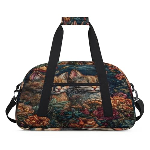 Reisetasche für Mädchen, Jungen, Reisetasche, 24 l, mit Blume, Tier, Katze, Kätzchen, für Sport, Fitnessstudio, Übung, Tragetasche, farbe, (24L) UK, Taschen-Organizer von WowPrint