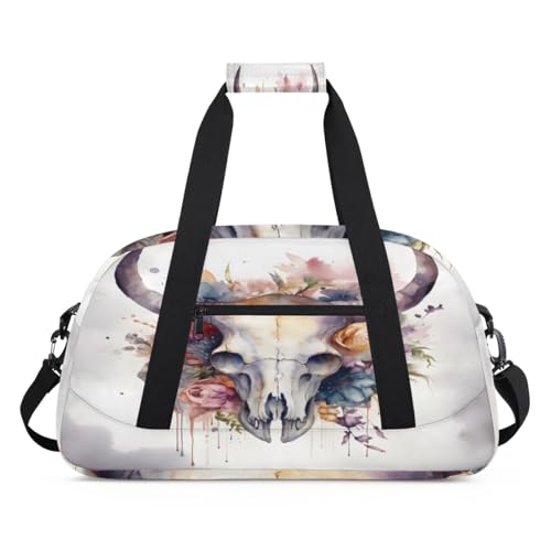 Reisetasche für Mädchen und Jungen, Motiv: Blumen, Kuh, Totenkopf, 24 l, für Sport, Fitnessstudio, Übung, Tragetasche, farbe, (24L) UK, Taschen-Organizer von WowPrint