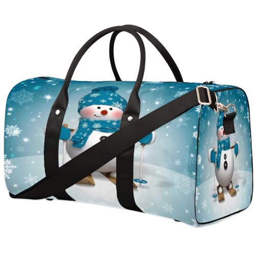 Reisetasche für den Winter, Schneemann, für Damen, Herren, Mädchen, Jungen, Weihnachten, Schneeflocke, Wochenende, Übernachtung, 22,7 l, Tragetasche, Kabinengepäcktasche für Sport, Fitnessstudio, von WowPrint