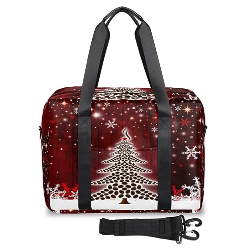 Reisetasche mit Baum mit Schneeflocke, für Damen und Herren, Baum, Weihnachten, Wochenende, Übernachtungstaschen, 32 l, große Reisetasche, Tragetasche für Sport, Fitnessstudio, Yoga, farbe, 32 L, von WowPrint