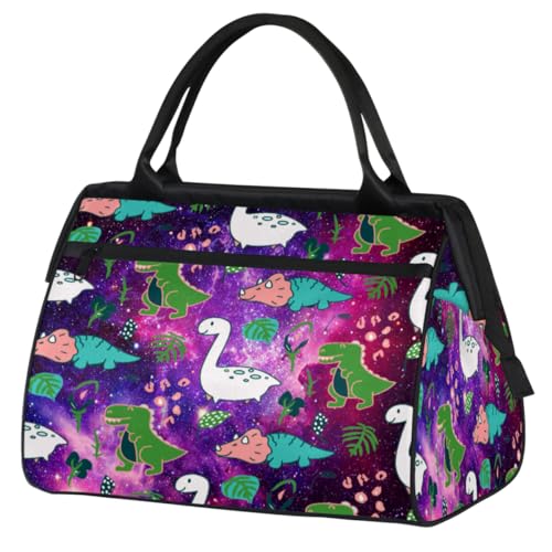 Reisetasche mit Dinosaurier-Galaxie-Motiv, für Damen, Herren, Kinder, Mädchen, Dinosaurier, Tier, Wochenende, Übernachtungstaschen, 24 l, Reisetasche für Sport, Fitnessstudio, Yoga, farbe, (24L) UK, von WowPrint