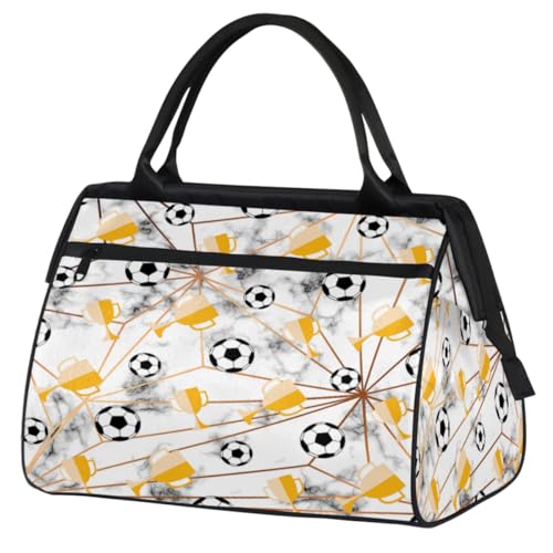 Reisetasche mit Fußball-Trophäe, für Damen, Herren, Kinder, Mädchen, Ball, Marmor, Wochenende, Übernachtungstaschen, 24 l, Reisetasche, Tragetasche für Sport, Fitnessstudio, Yoga, farbe, (24L) UK, von WowPrint