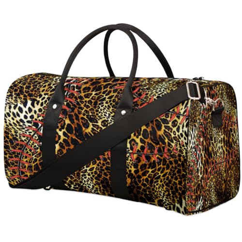 Reisetasche mit Leopardenmuster, Baseball-Aufdruck, für Damen, Herren, Mädchen, Jungen, Leoparden-Giraffe, Wochenende, Übernachtungstasche, 22,7 l, Tragetasche, Kabinengepäcktasche für Sport, von WowPrint