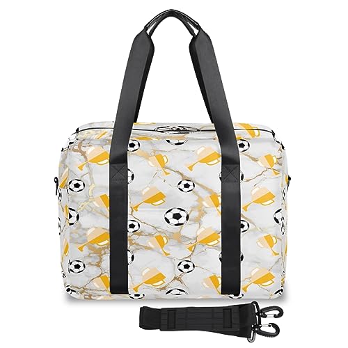 Reisetasche mit Marmor-Textur, für Damen und Herren, Fußball-Trophäe, Marmor, Wochenende, Übernachtungstaschen, 32 l, große Reisetasche, Tragetasche für Sport, Fitnessstudio, Yoga, farbe, 32 L, von WowPrint