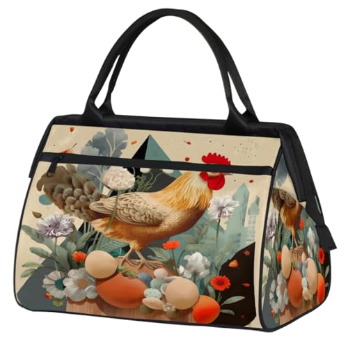 Reisetasche mit Ostereiern, Hahn, für Damen, Herren, Kinder, Mädchen, Wochenende, Übernachtungstaschen, 24 l, Reisetasche für Sport, Fitnessstudio, Yoga, farbe, (24L) UK, Taschen-Organizer von WowPrint