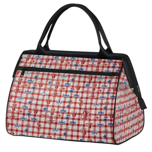 Reisetasche mit Ozean-Motiv, kariert, für Damen, Herren, Kinder, Jungen, Mädchen, Wochenende, Übernachtung, 24 l, für Sport, Fitnessstudio, Yoga, farbe, Big, Taschen-Organizer von WowPrint