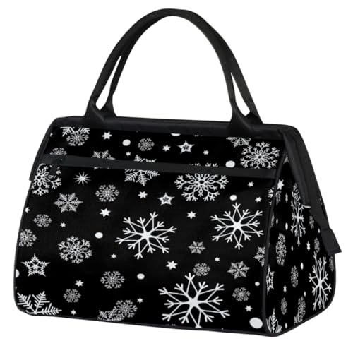 Reisetasche mit Schneeflocken, Weihnachten, für Damen, Herren, Kinder, Mädchen, Winter, weiße Schneeflocken, Wochenende, Übernachtungstaschen, 24 l, Reisetasche für Sport, Fitnessstudio, Yoga, farbe, von WowPrint