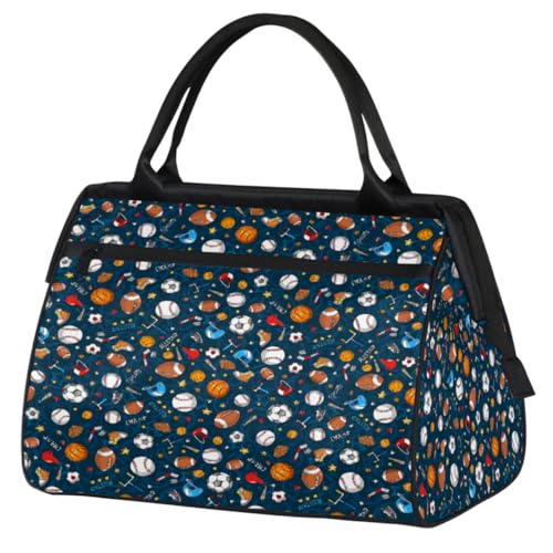 Reisetasche mit Sportmotiv für Damen, Herren, Kinder, Mädchen, Sport, Ball, Wochenende, Übernachtungstaschen, 24 l, Reisetasche für Sport, Fitnessstudio, Yoga, farbe, (24L) UK, Taschen-Organizer von WowPrint