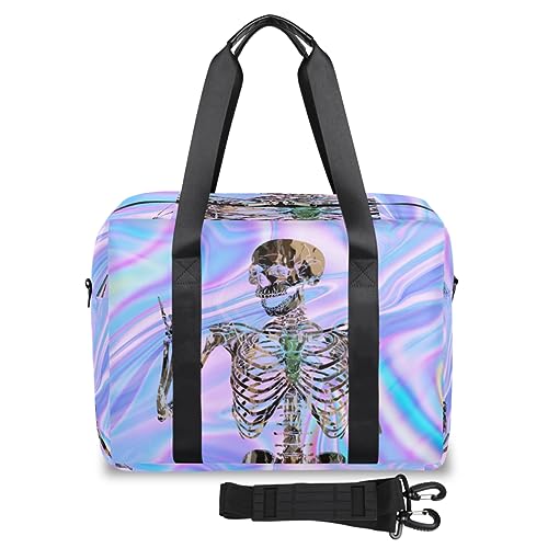 Reisetasche mit Totenkopf-Galaxie für Damen und Herren, abstrakte Galaxie, Wochenend-Übernachtungstaschen, 32 l, große Reisetasche, Tragetasche für Sport, Fitnessstudio, Yoga, farbe, 32 L, von WowPrint