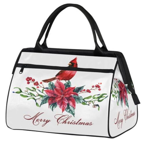 Reisetasche mit Weihnachtsstern und Blumen, Vögeln, für Damen, Herren, Kinder, Mädchen, Weihnachten, Vögel, Wochenende, Übernachtungstaschen, 24 l, Reisetasche für Sport, Fitnessstudio, Yoga, farbe, von WowPrint