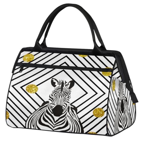 Reisetasche mit Zebramuster für Damen, Herren, Kinder, Mädchen, Wochenend-Übernachtungstaschen, 24 l, Reisetasche für Sport, Fitnessstudio, Yoga, farbe, (24L) UK, Taschen-Organizer von WowPrint