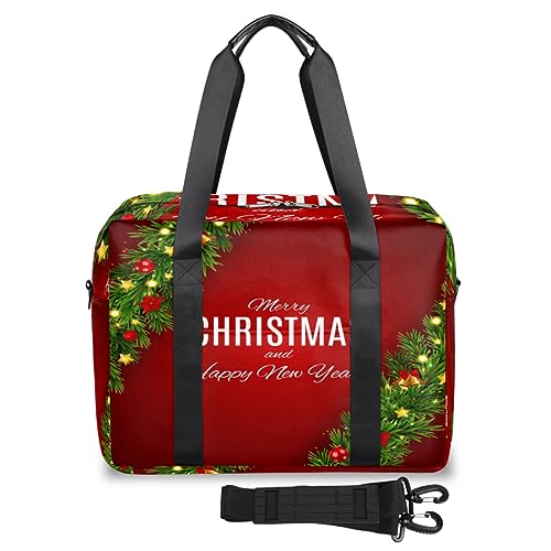 Reisetasche mit weihnachtlichen Kiefernblättern, für Damen und Herren, Neujahr, Weihnachten, Wochenende, Übernachtungstaschen, 32 l, große Reisetasche, Tragetasche für Sport, Fitnessstudio, Yoga, von WowPrint