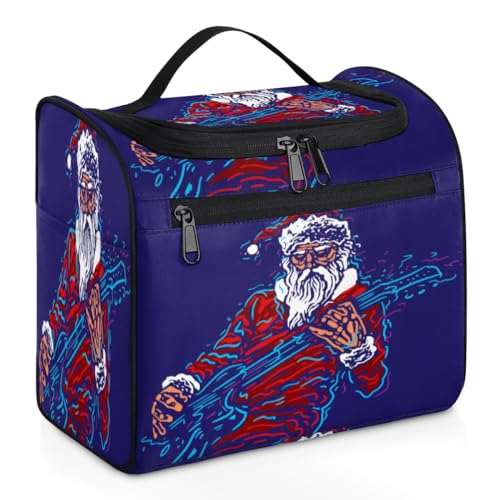 Rock Santa Reise-Make-up-Tasche für Damen, Herren, Kinder, Mädchen, Jungen, Weihnachtsmann, Weihnachten, 11,2 l, Kosmetiktasche zum Aufhängen, Kulturbeutel, Kulturbeutel, Organizer, Duschtasche, von WowPrint